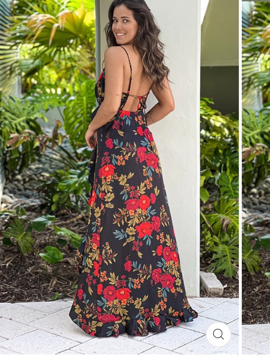Sweet Lemon Dresses & Skirts - Sweet Lemon silky Maxi Dress with Red & Green Blooms Sz M NWoT